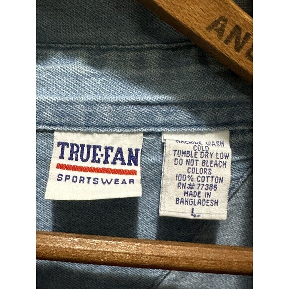 Vintage True Fan Sportswear Blue DENIM Houston ROCKETS Basketball NBA Shirt Lg - Picture 3 of 5
